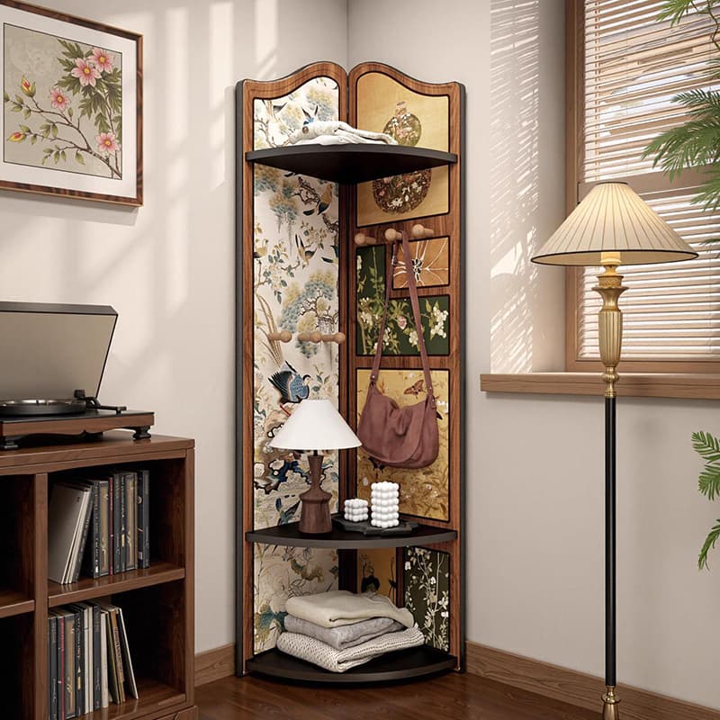 Modern Simple Style Nook Decorative Cabinet with 3/4 Exterior Shelves, Lumber Countertop in Midnight Black thumbnail 10