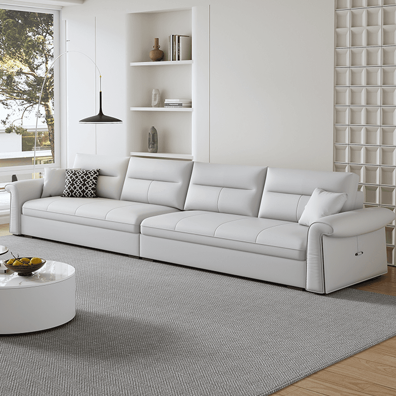 L-Shape/Straight Sofa/Sofa Chaise in Chalk with Under-seat-storage, Right Hand Facing/Horizontal Orientation, and Round Arm thumbnail 3