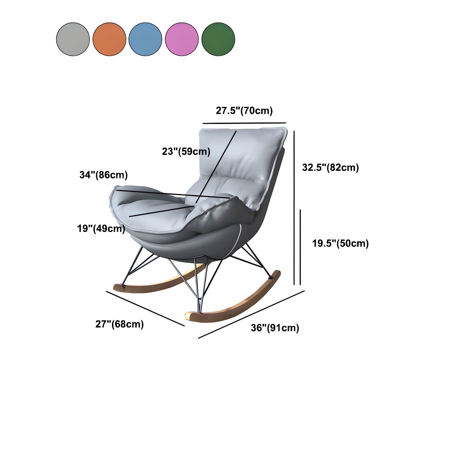 Contemporary Rocking Chair Solid Wood Rocker Chair with Removable Cushions thumbnail 24