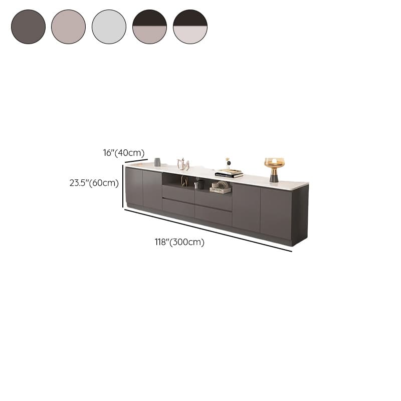 Sleek Vitreous Rectangular TV Stand with Door thumbnail 16