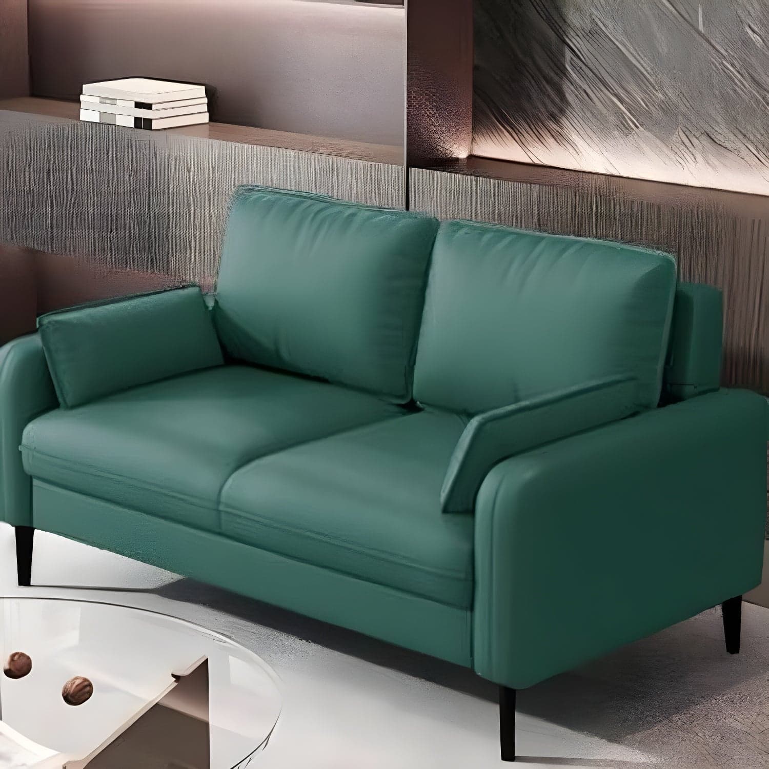 2-Seater Modern Cushioned Sofa with Bolster Pillows for Living Room thumbnail 1