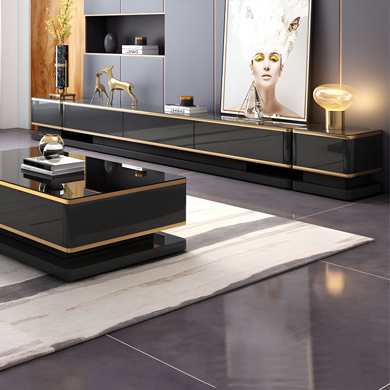Luxurious 3-Drawer TV Stand Console 16.54-Inch H Glass TV Console thumbnail 10