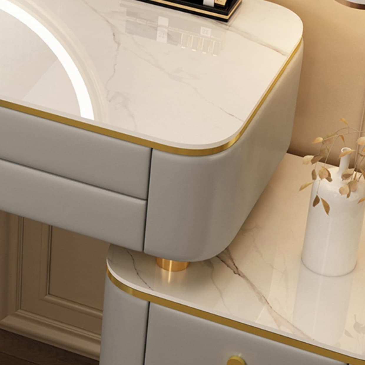 Luxurious Stone Top Vanity Dressing Table with 6 Drawers for Bedroom thumbnail 12