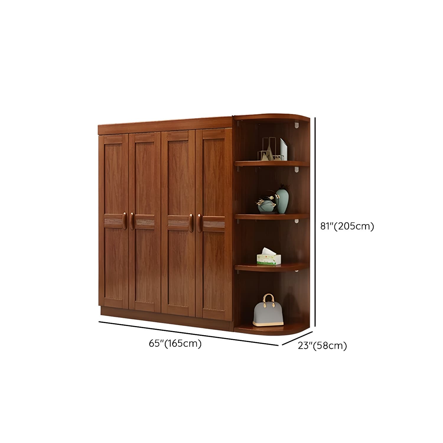 Wood Brown Rustic Wardrobe Armoire with Drawers & Shelves, Walnut Finish thumbnail 20