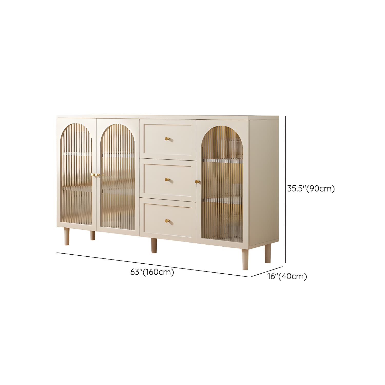 White Modern Sideboard Credenza with Cabinets and Shelves for Storage and Display thumbnail 22