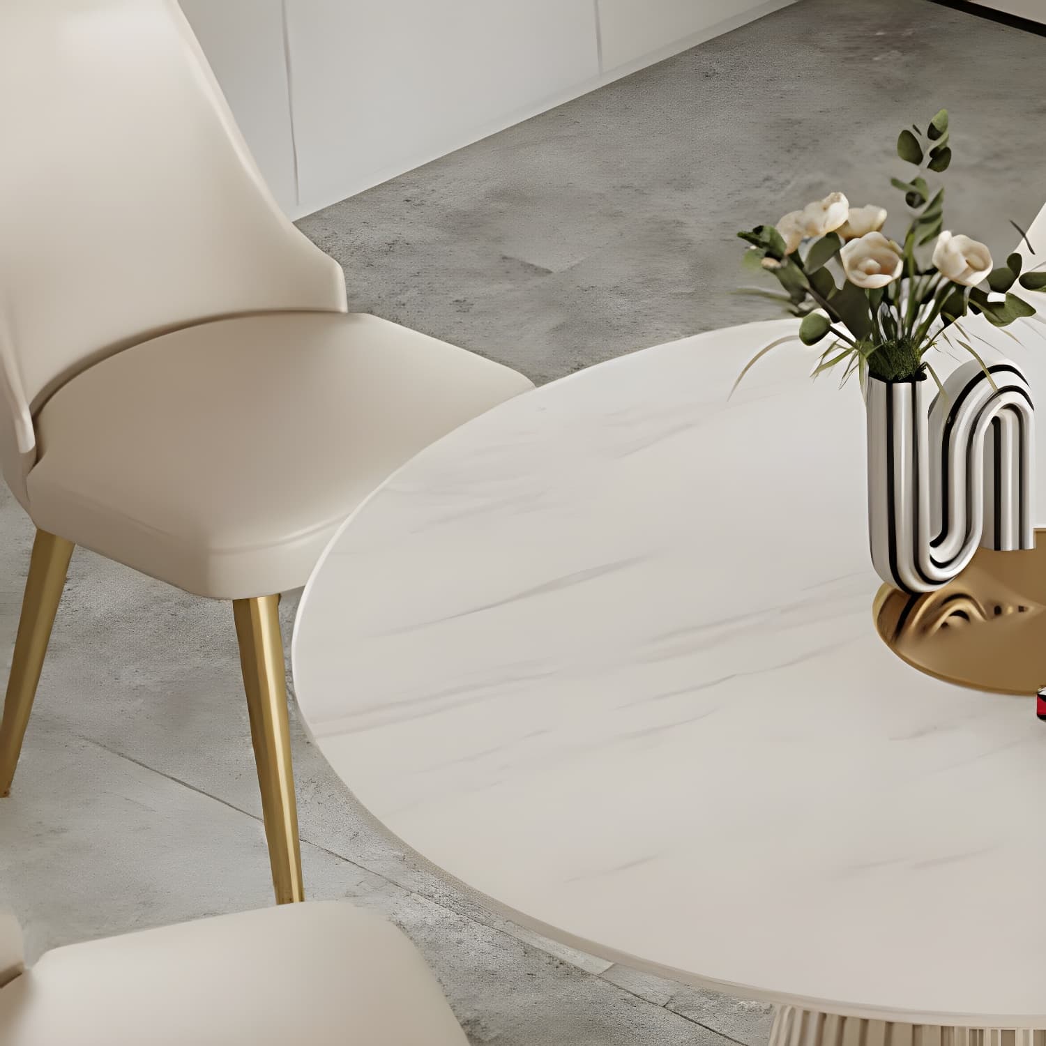 Modern Pedestal Table Steel Base Round Dining Table for Home Kitchen thumbnail 8