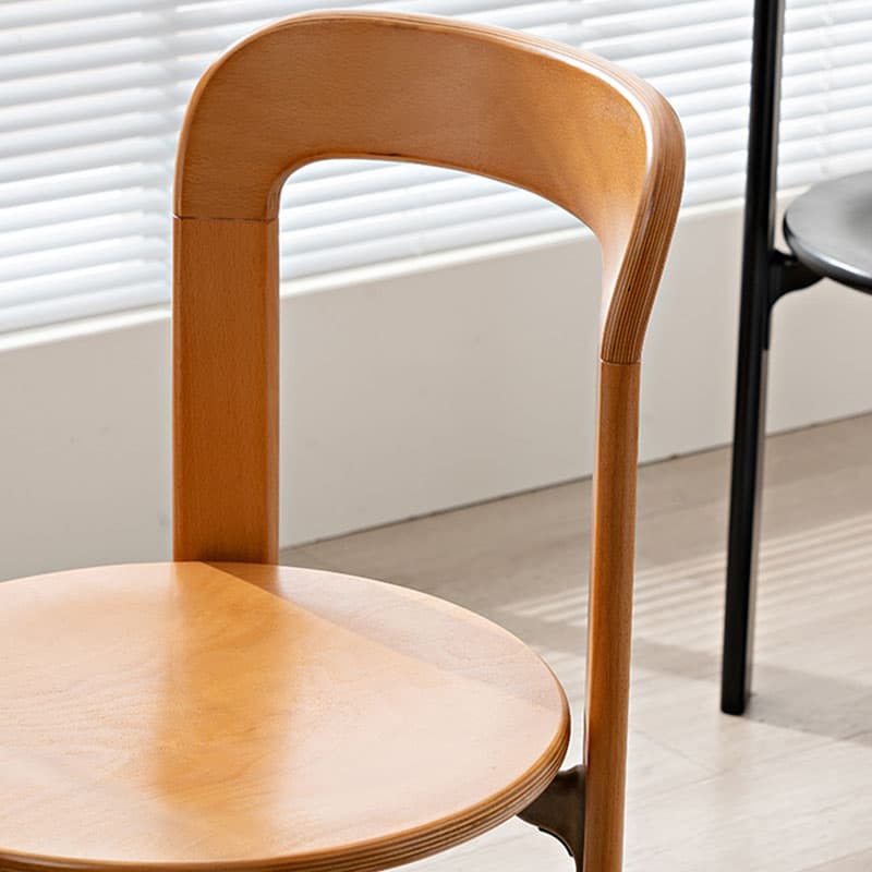 Scandinavian Natural Wood Armless Kitchen Chair 15.3inch Wide Non-Swivel 1 Piece thumbnail 14