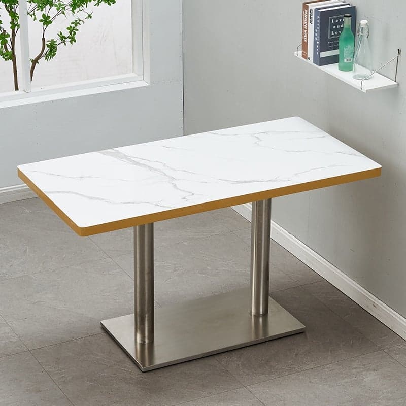 Art Deco Rectangular Dining Table with Lumber Top, Fixed Table Mechanism in Ink/White/Sepia thumbnail 8