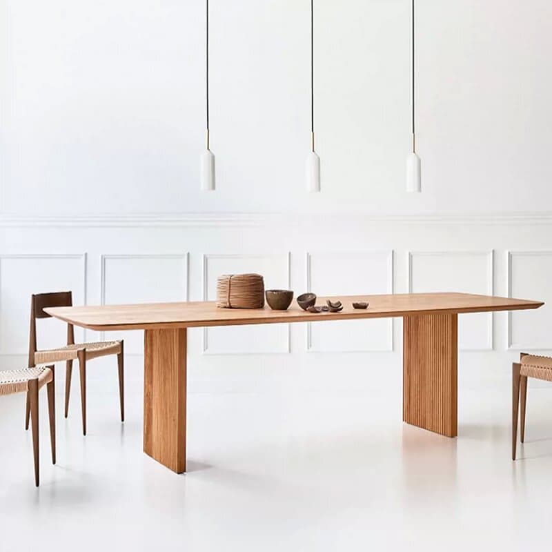 Modern Farmhouse Rectangle Wood Double Pedestal Kitchen & Dining Table thumbnail 4