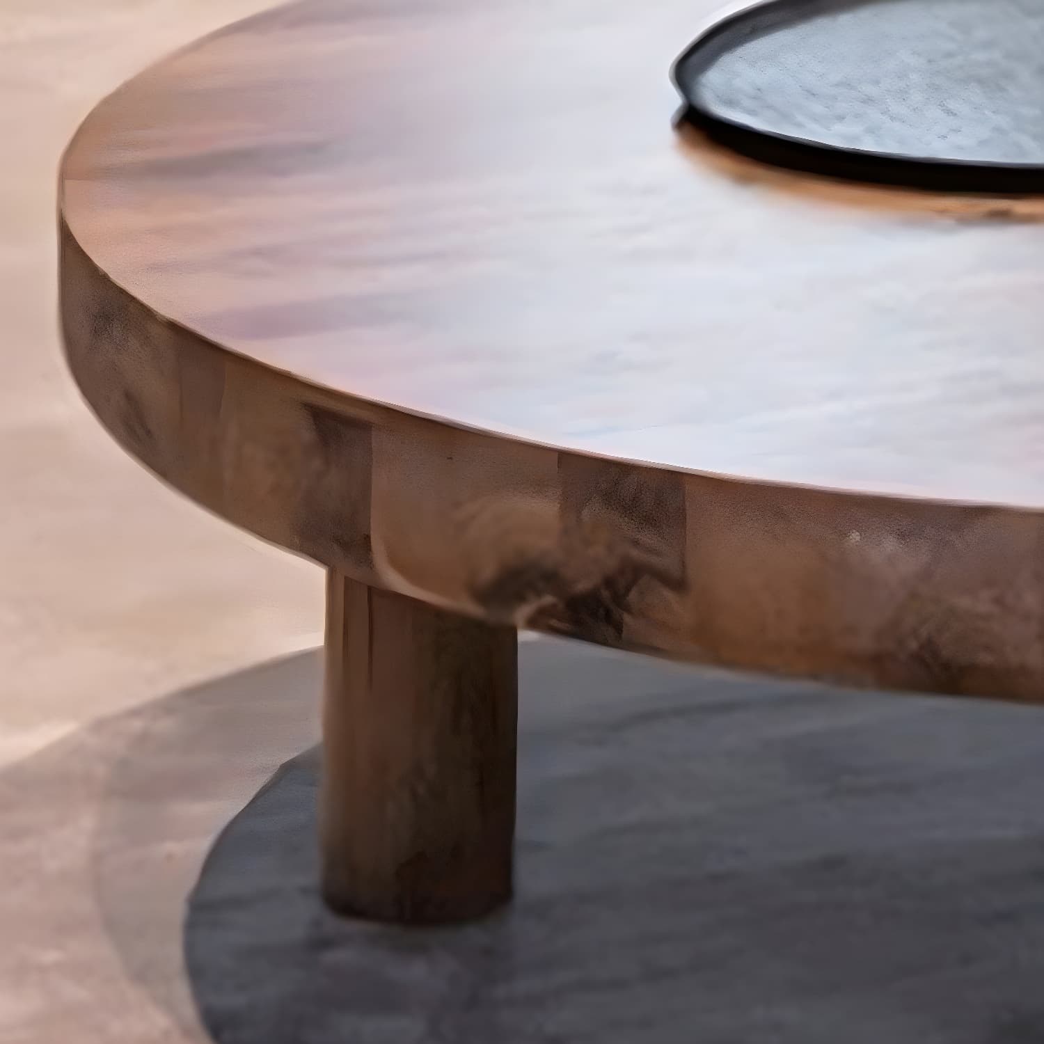 3 Legs 1 Single Coffee Table Solid Wood Brown Cocktail Table thumbnail 8