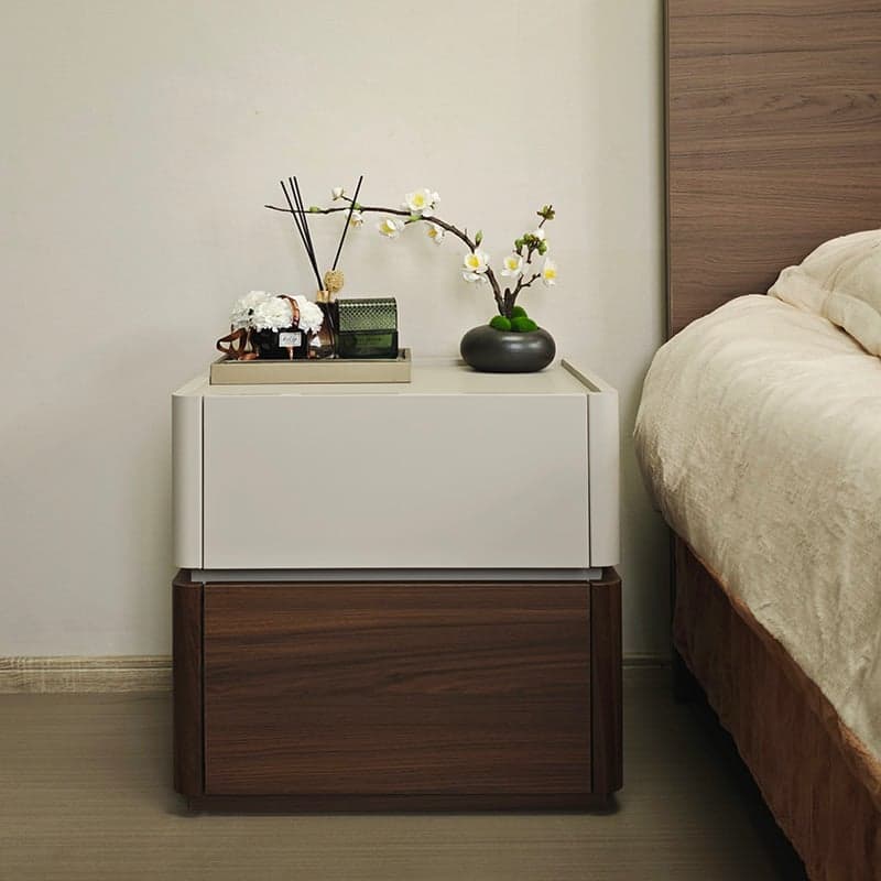 Modish Nightstand With Drawer Organization Featuring 2 Drawers and Composite Wood Countertop thumbnail 4