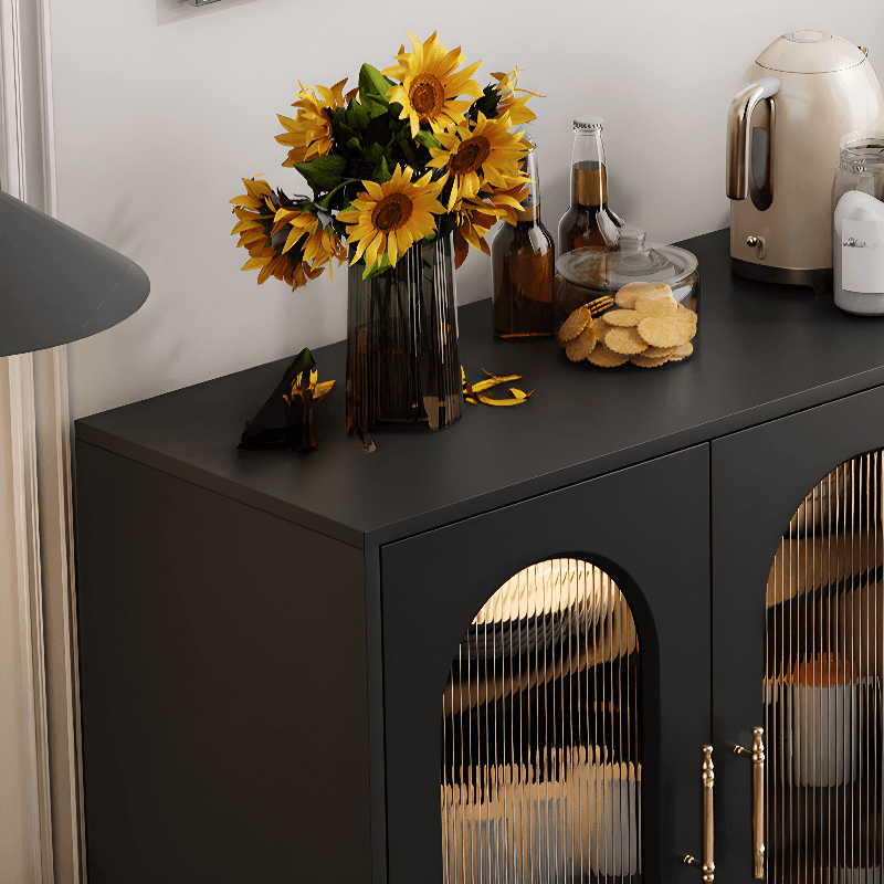 Standalone Accent Cabinet in Black with Glass Door, Alterable Shelf and Illuminating, Soft Close Drawer and 1 Cabinet/2 Cabinets in a Casual Style thumbnail 7