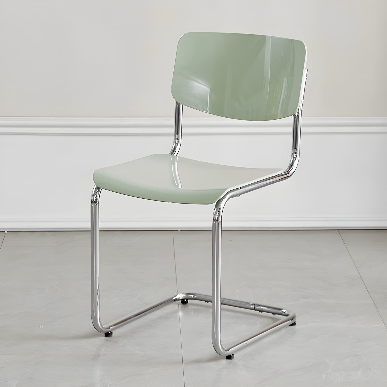 Modern Plastic & Acrylic Side Chair with Low Back and Open Back Style - Silver Leg Color thumbnail 2