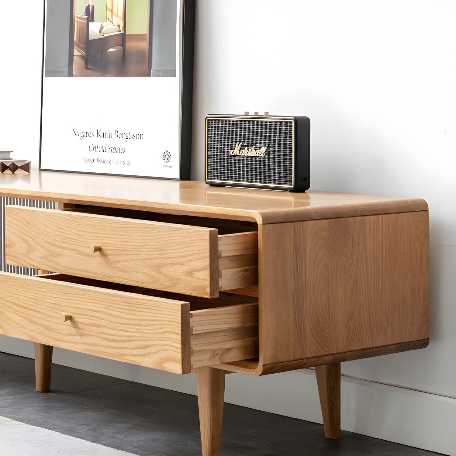 Scandinavian TV Stand with Low Height and the Cabinet Storage thumbnail 9