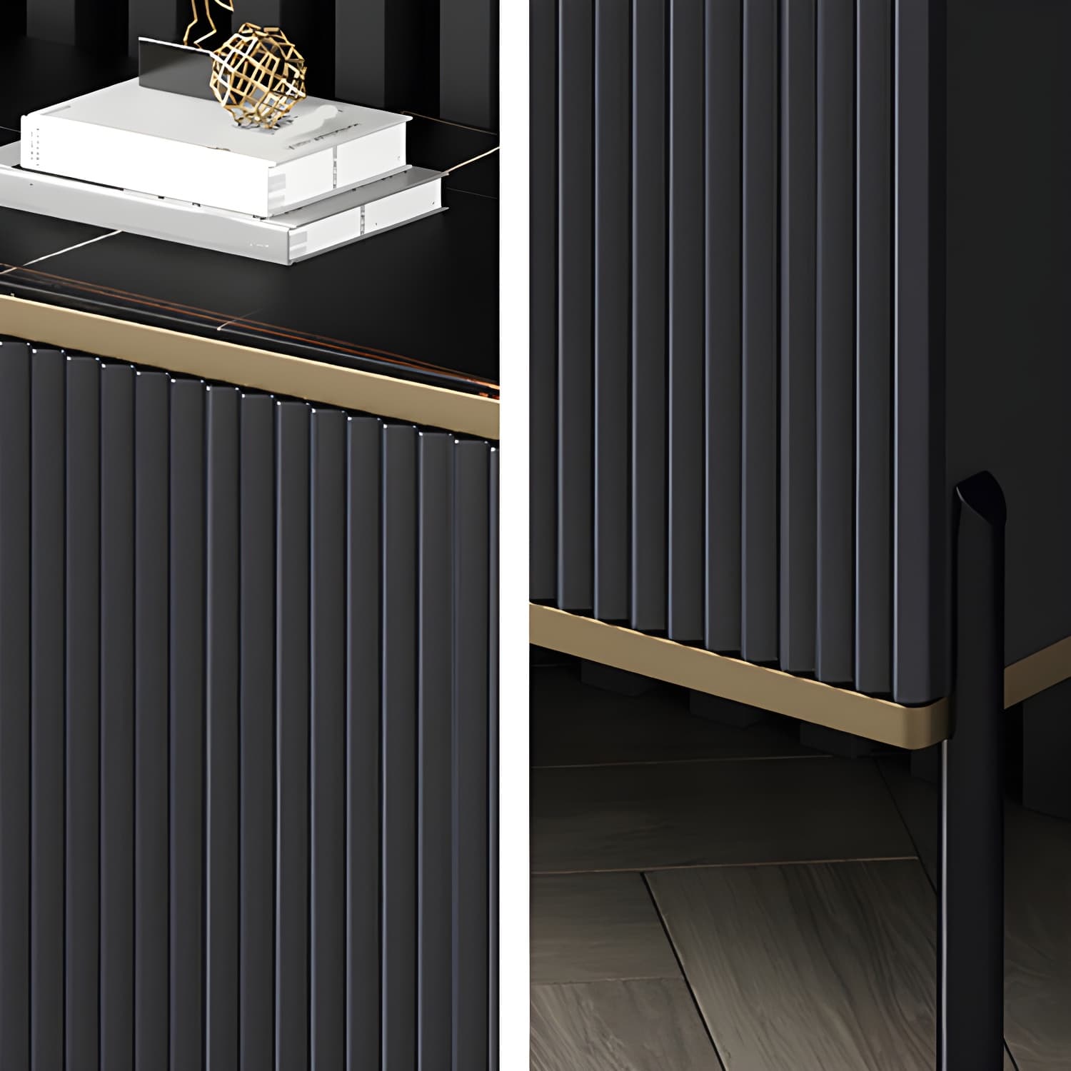 Glam Style Sideboard Stone Side Board with Drawers and Cabinets thumbnail 7