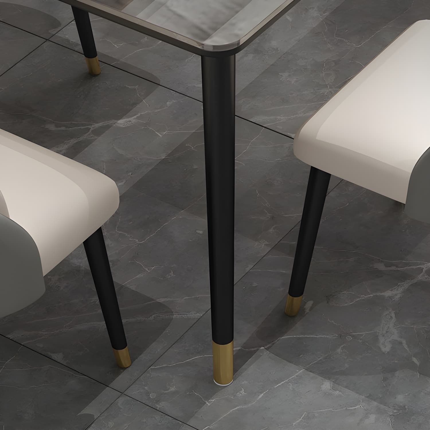 Glam Iron Dining Table Set 1/2/5/7 Pieces Rectangle Dinette Set with Sintered Stone Top thumbnail 9