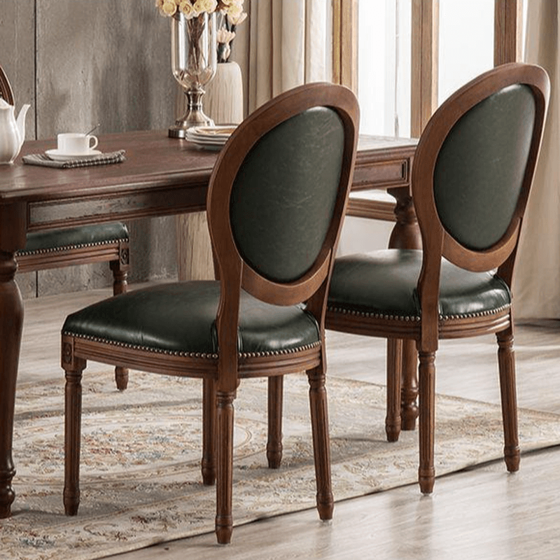 Traditional Antiqued Wood Sturdy Nailhead Trim King Louis Arm Chair/Armless Chair with Outlined and Foot Pads thumbnail 7