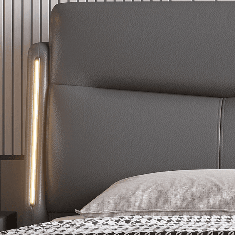 Light Gray Solid Color Storage Bed/Platform Bed with Timber Frame and Illumination Light for Living Room thumbnail 6