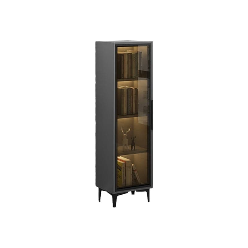 Glam Rectangle Accent Cabinet with Metal Base and Wood Countertop, Glass Doors and Lighting Included thumbnail 1