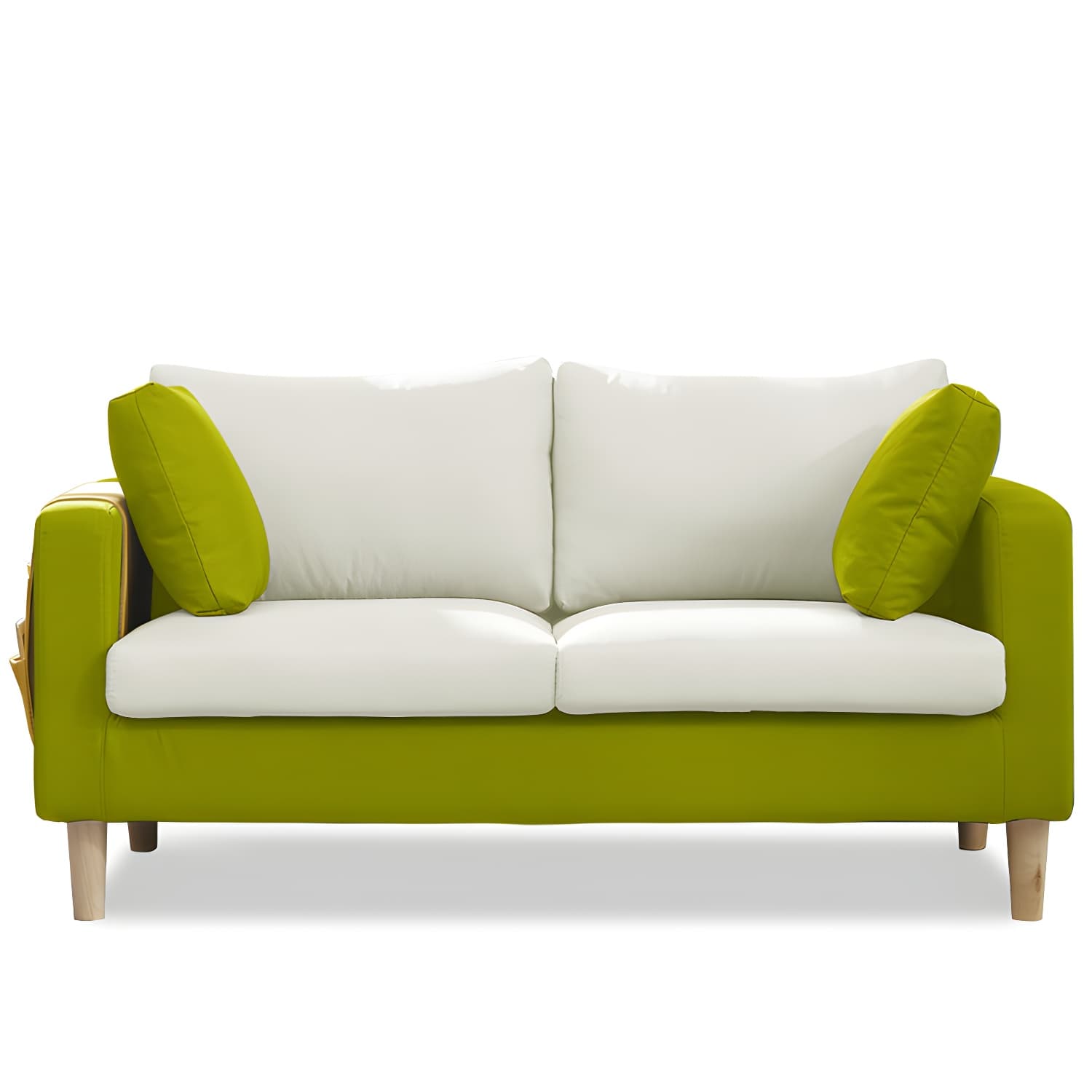 Contemporary Square Arm Couch Faux Leather Loveseat with Pillows thumbnail 7
