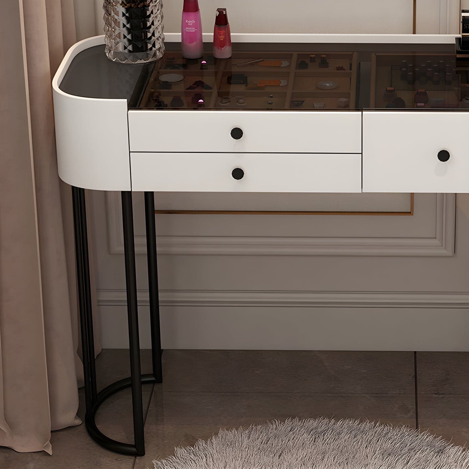 Contemporary Wood Make-up Vanity 15.75" Wide Make-up Vanity with Drawers thumbnail 12