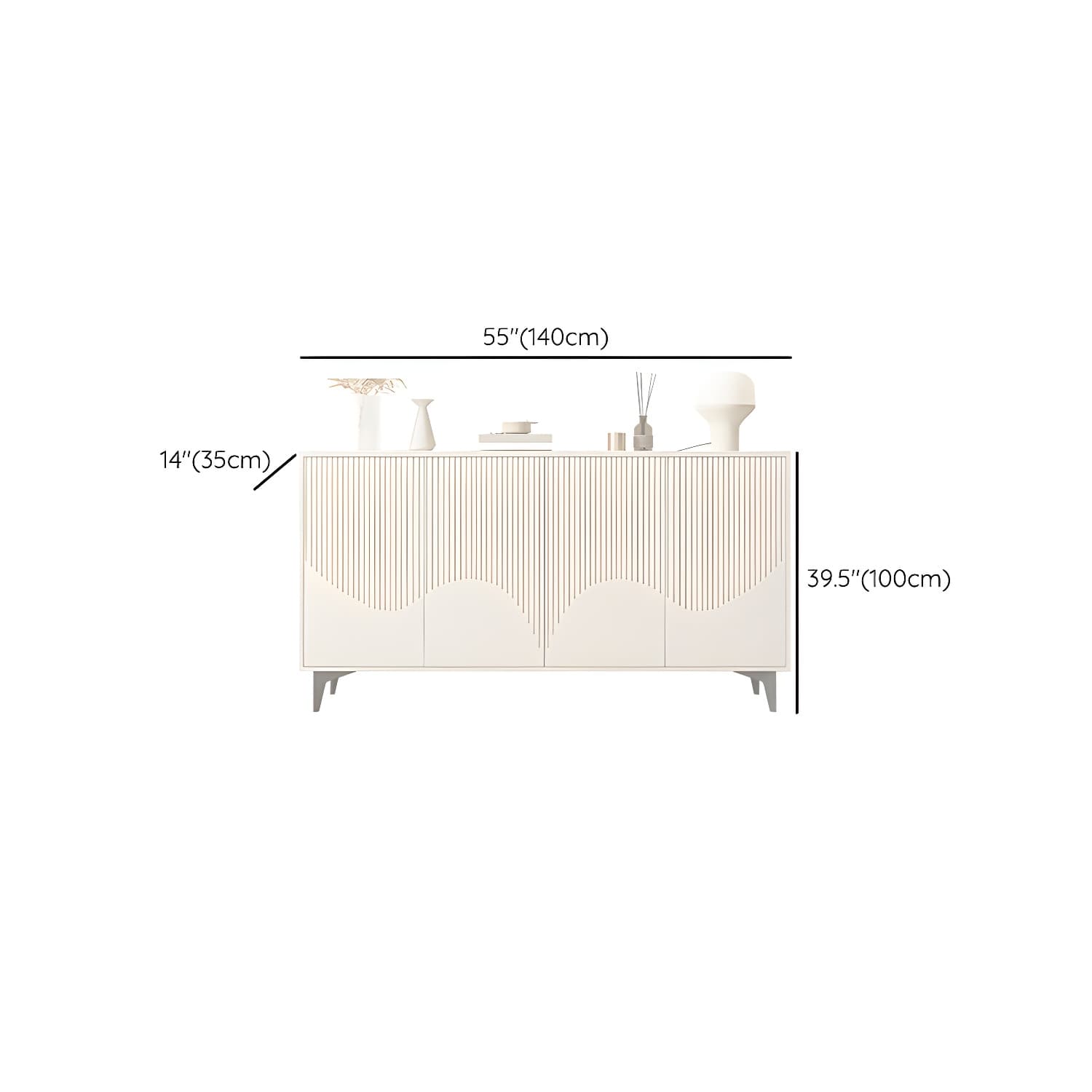 Modern White Wood Sideboard Credenza with Adjustable Shelving and 6 Interior Shelves thumbnail 17