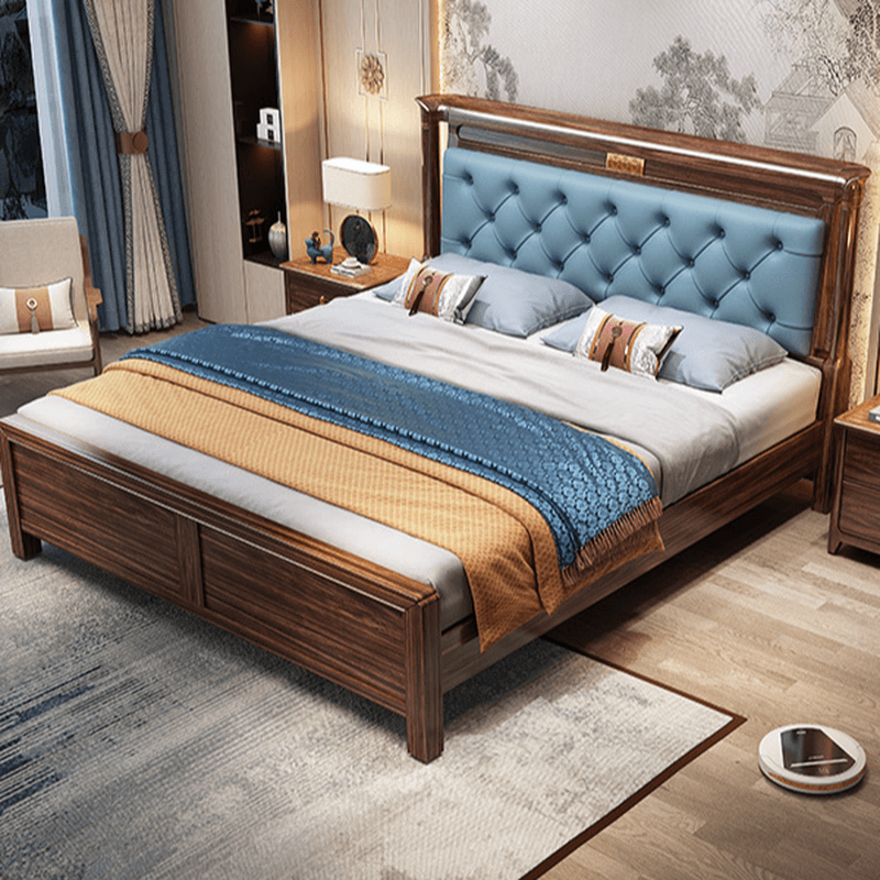 Lumber Solid Color Framed Storage Bed Frame/Pallet Bed Frame with Decorative-stitched Headboard for Living Room thumbnail 3