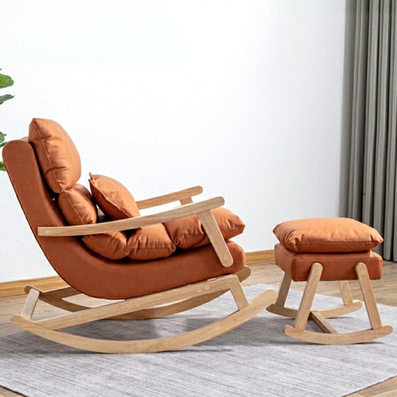 Modern Upholstered Rocking Chair with Track Arms and Ottoman for Stylish Interior Design thumbnail 7