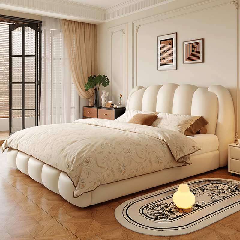 Solid Color Storage Included Panel Bed with 3 Storage Boxes, Panel Headboard, and Sponge Upholstery for Bedroom thumbnail 1