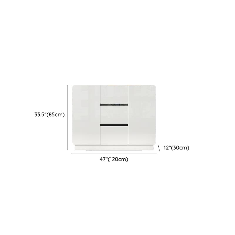 White Trendy Kitchen Storage with 3 Drawers, Standard/Narrow Size, Lumber Countertop, Variable Shelf, and Multiple Doors Options thumbnail 18