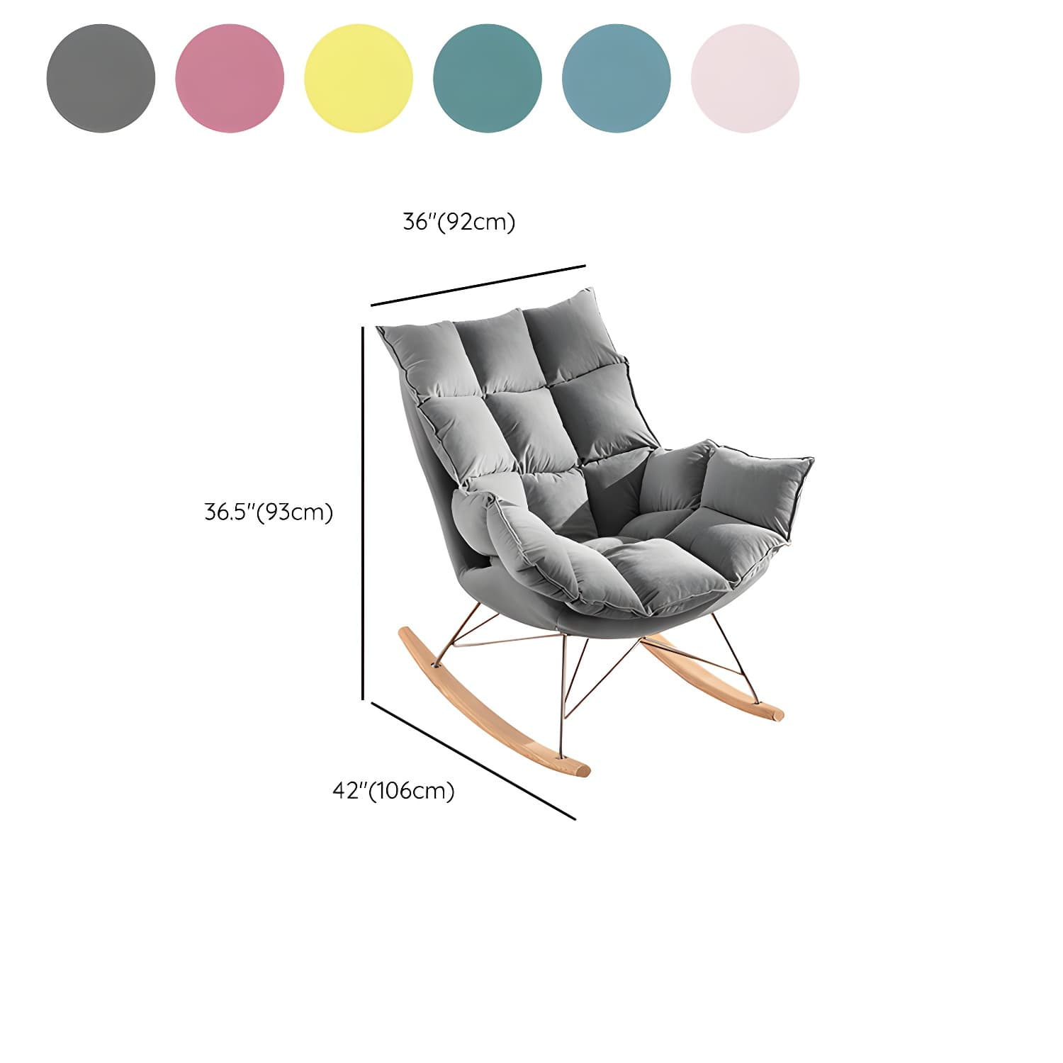 Modern Indoor Sofa Rocking Chair Mother Feeding Rocking Chair with Cushion and Ottoman thumbnail 15