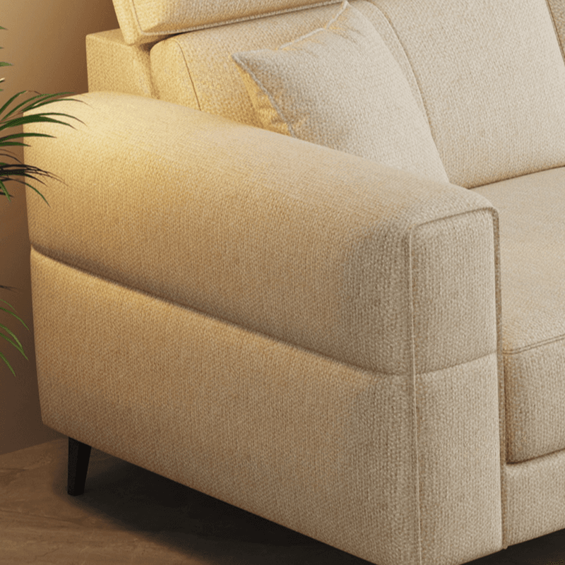 3 Pc Contemporary Modern L-Shape Sofa Chaise in Grey/Cream with Square Arm & Cushion Back thumbnail 11
