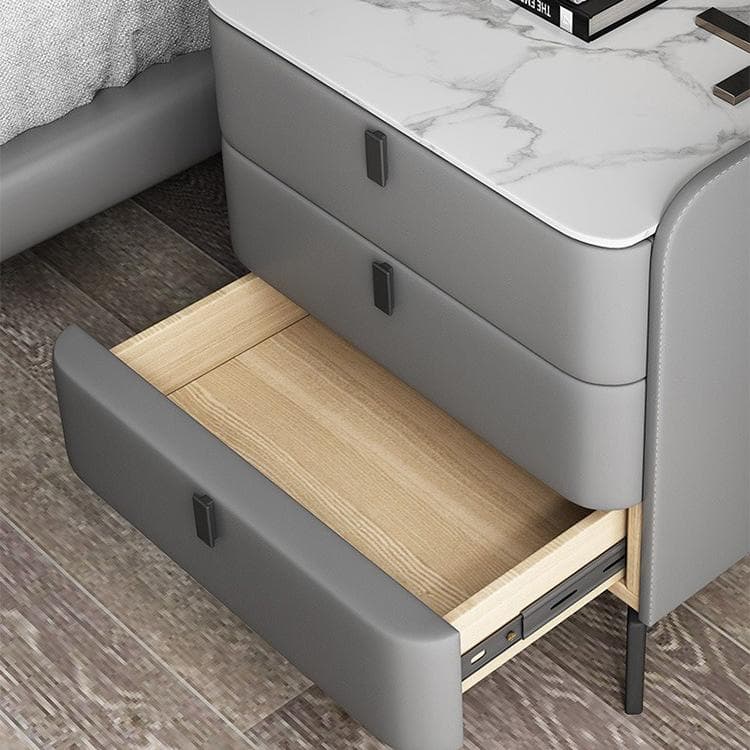 Modern Wooden 3-Drawer Nightstand Stone Countertop with Legs Partial Assembly Required thumbnail 17