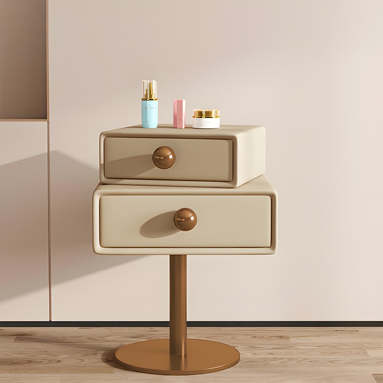 Modern Faux Leather Drawer Storage Nightstand in Narrow for Bedroom thumbnail 12