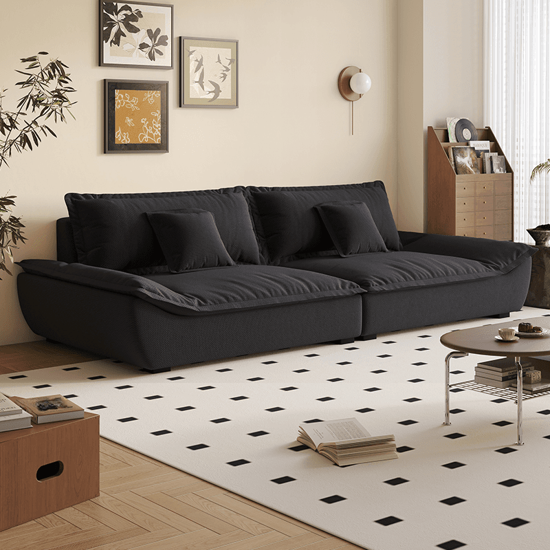Modish Solid Color Stain Resistant Standard Sofa/Loveseat for 3-seater/4-seater/5 Person with 2 Pillows thumbnail 3