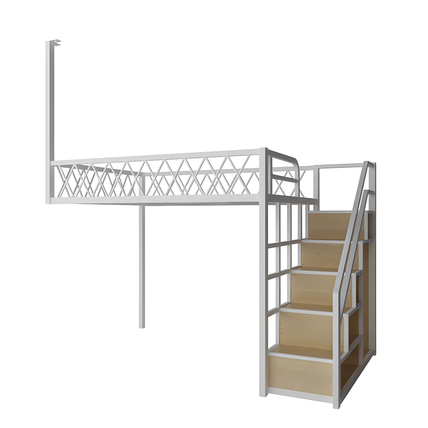 Modern Wood/Metal Bed with Light Wood Tone & Tall Clearance Storage Cabinets thumbnail 7