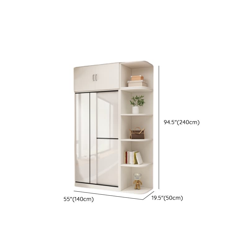 Chalk Modern Timber Self-supporting Wardrobe with Soft Close Door and Clothing Rod, Slipping Mechanism thumbnail 32