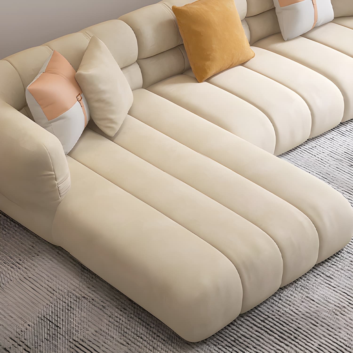 Stylish Beige L-Shape Sectional Sofa Chaise with Storage Included thumbnail 10