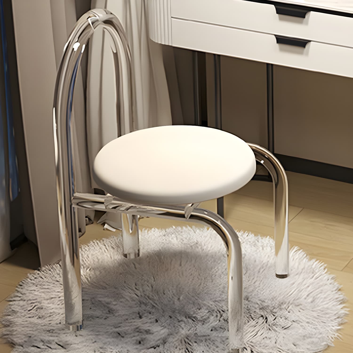 Contemporary Stone Top Vanity Table Set with Mirror and Stool Glam Slate Dressing Table thumbnail 16