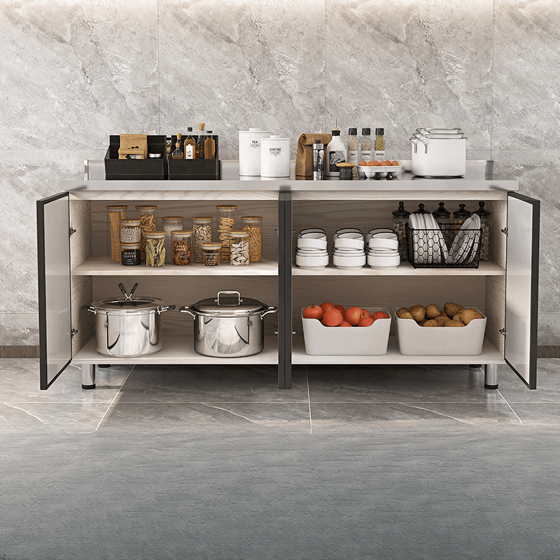 Cocoa Wide Microwave Storage Cabinet with Alloy Countertop
