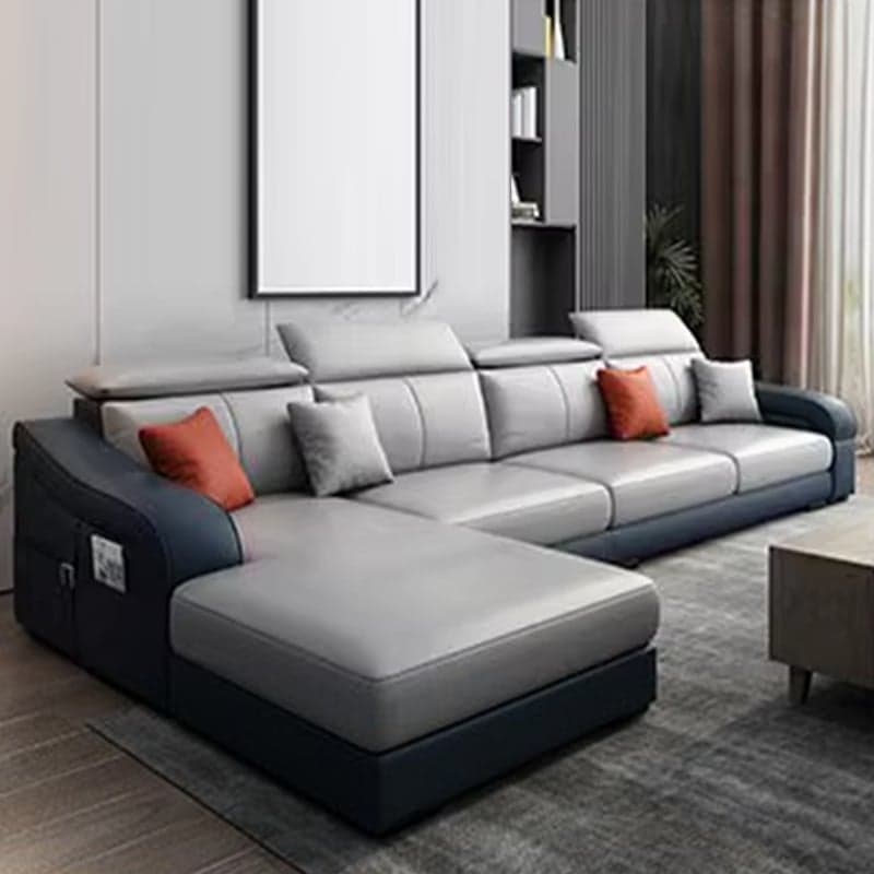 L-Shape Left Sofa Chaise for 5-seater with Sloped Arms in a Trendy Style thumbnail 6