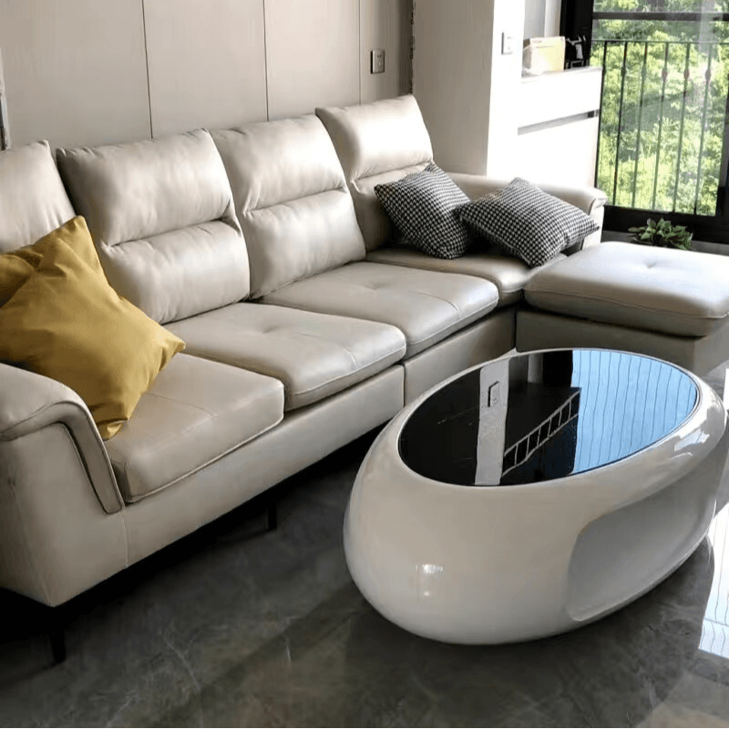 Simple Ink Oval/Rounded Hardened Glass Single Accent Table with Container & Abstract Base thumbnail 12