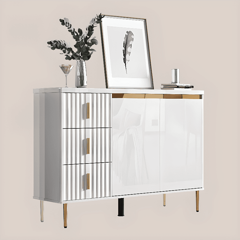 Luxurious Chalk Stone Standard Flooring Sideboard with 3 Doors & Variable Shelf