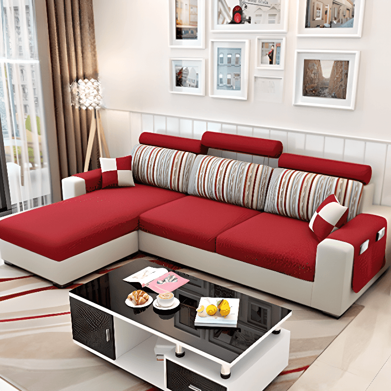 L-Shape Corner Sectional in Lavender/Olive Green/Beige with Left Hand Facing/Right Orientation thumbnail 9