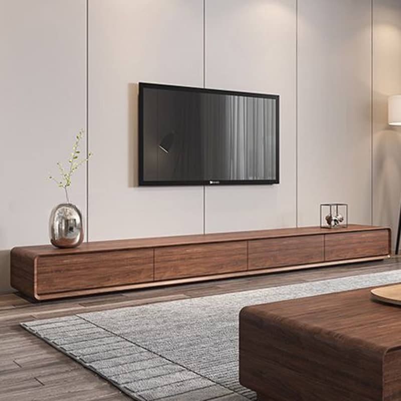 Contemporary Oblong Wood TV Stand Console with Storage Drawers thumbnail 22
