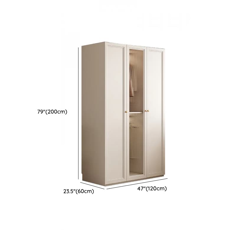 White Minimalist Laminate Wardrobe Closet with 3-Drawer, Soft Close Door, Interior Shelves, and Clothing Rod thumbnail 18