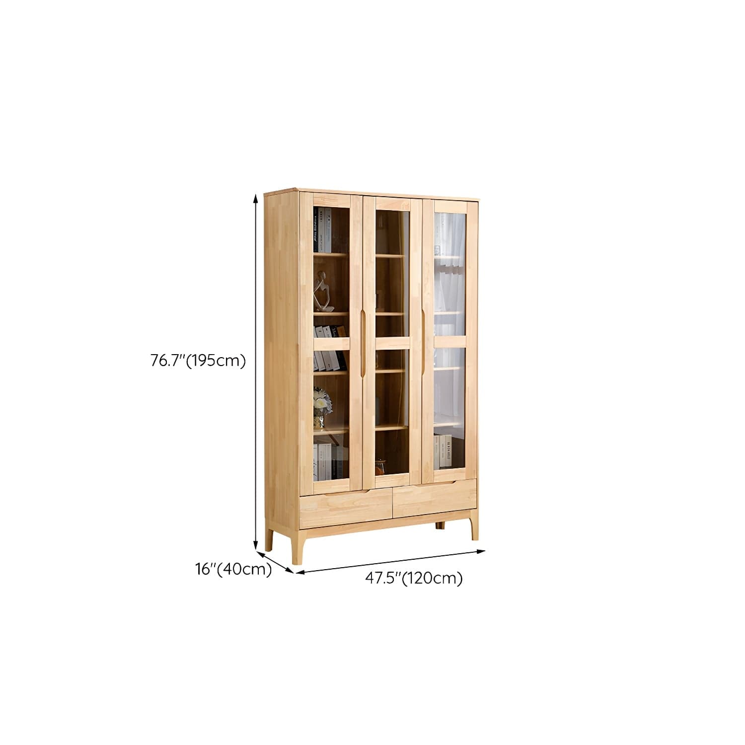 Glass Door Accent Cabinet 76.77" Tall Wood Cabinet with Drawers thumbnail 15