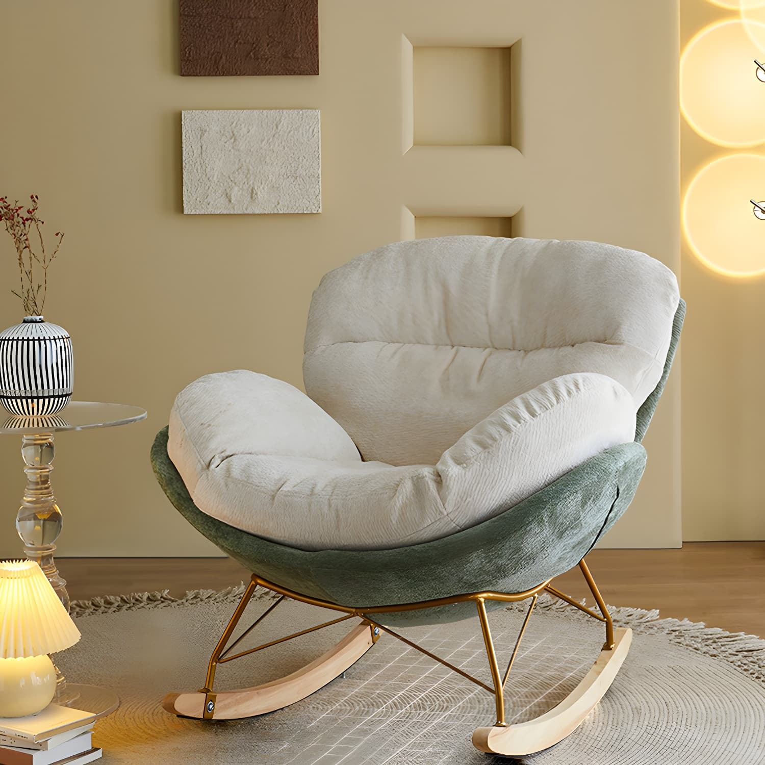 Scandinavia Rocking Accent Chair with Removable Cushions in Solid Wood thumbnail 19