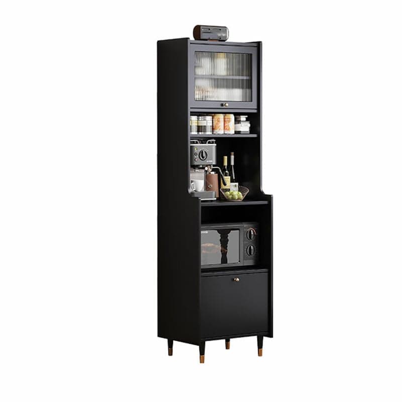 Living Room Use Simplistic Rectangle Black Wood Free Standing Utility Storage Cabinet with Knob Handle thumbnail 1