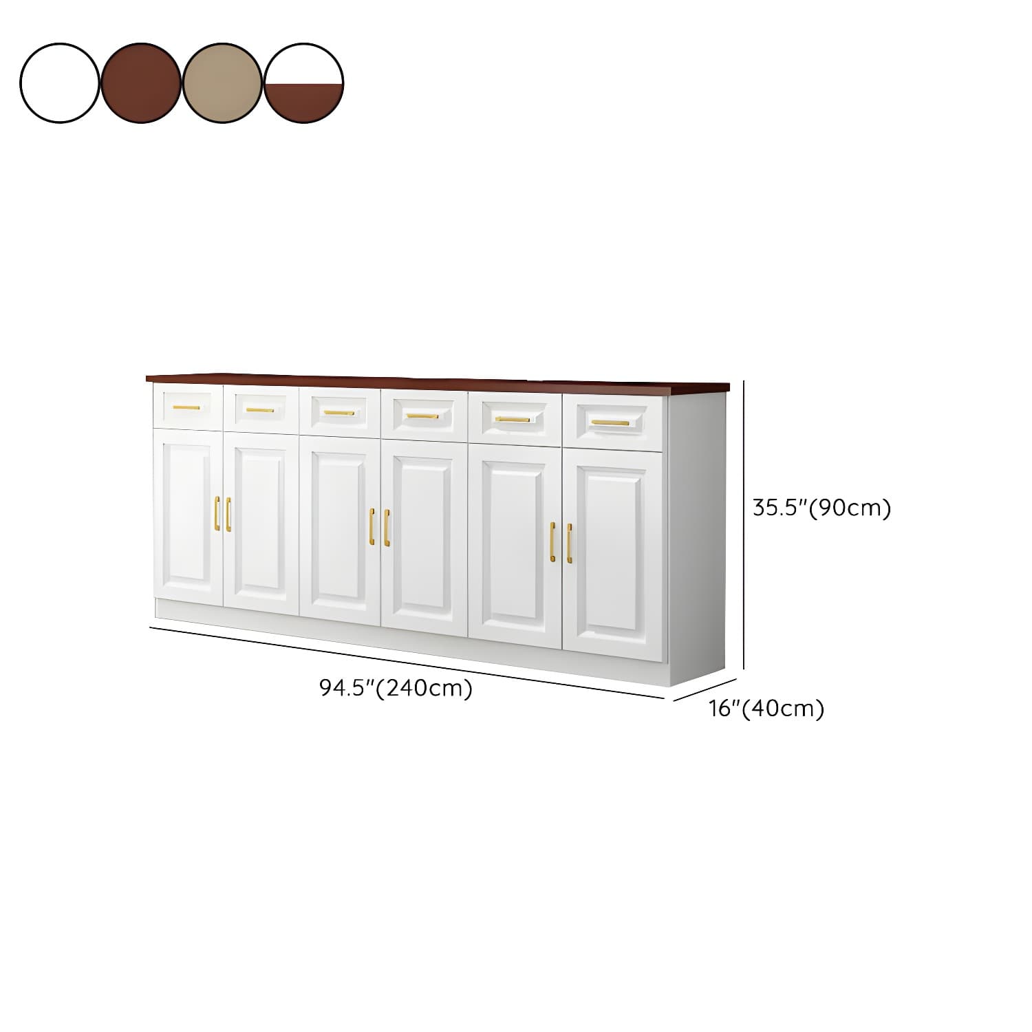 Modern Wood Buffet Sideboard with Cabinets, Drawers, and Shelves - No Distressing thumbnail 25